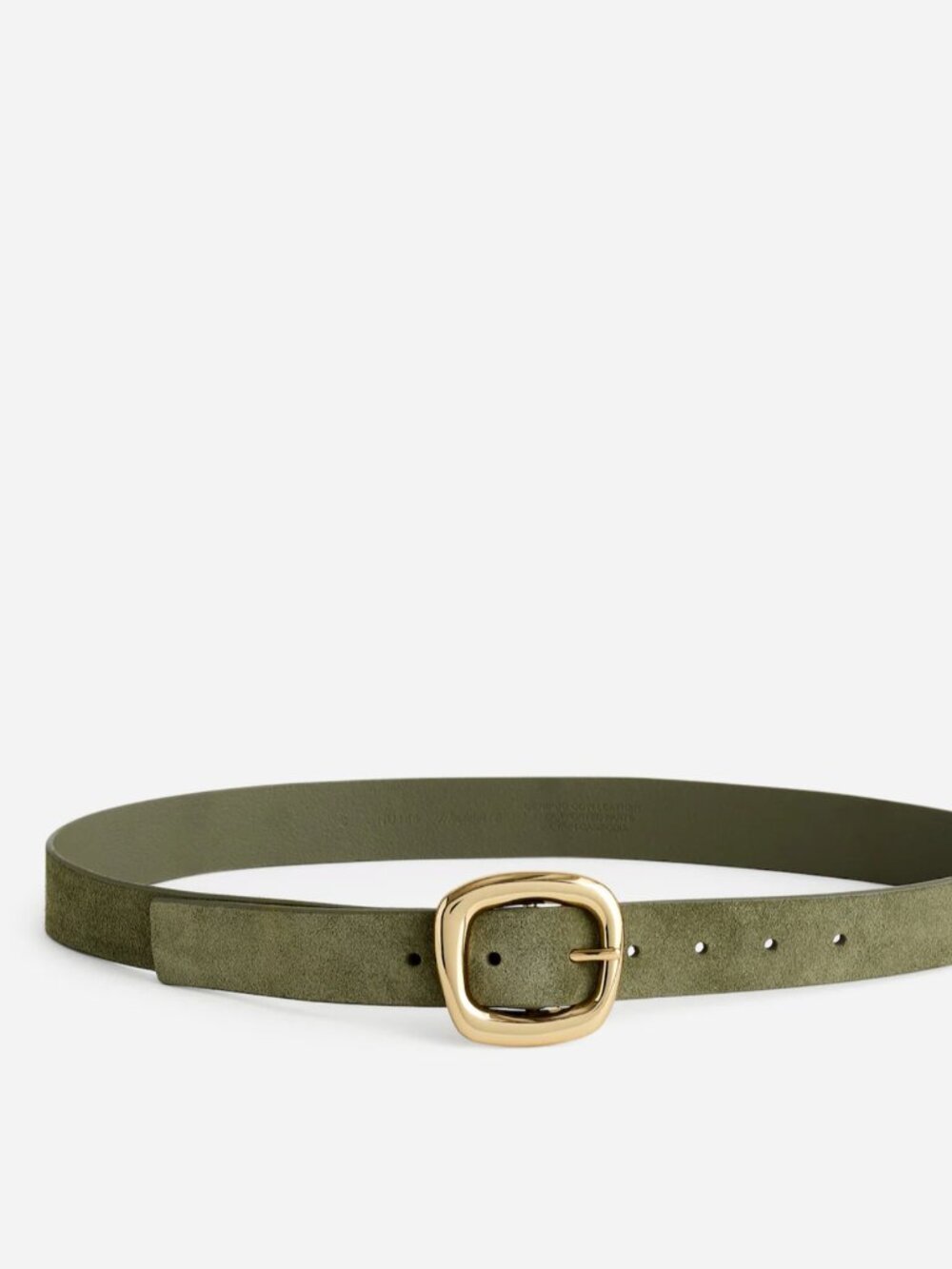 Madewell Dark Green Suede Gold Sculptural Buckle Bely Size XS BRAND NEW